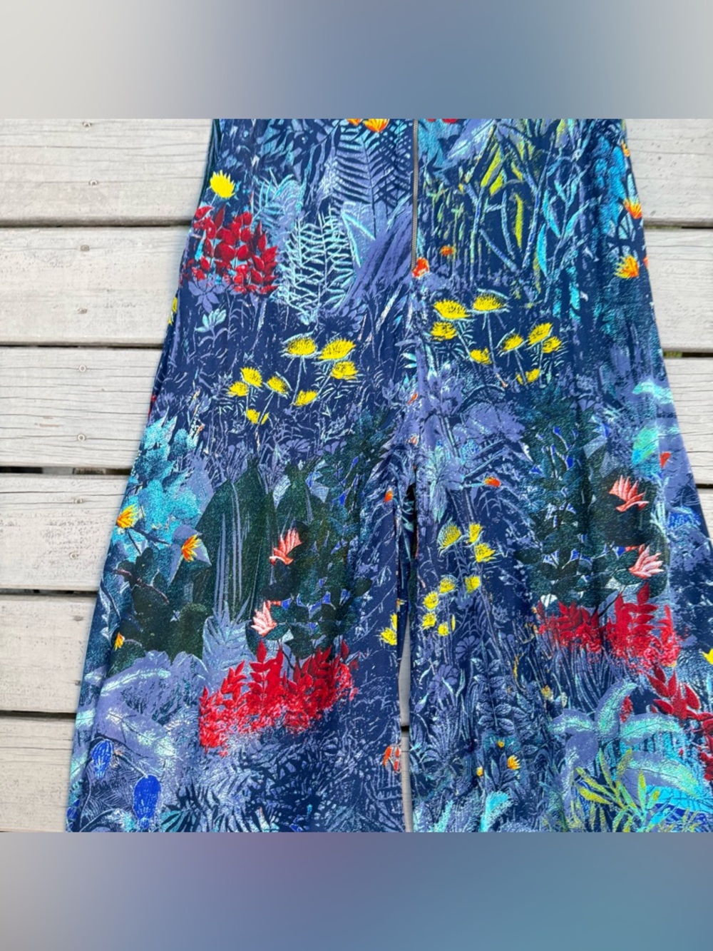 Label by Ritu Kumar Blue Floral Zip Up Flared Jumpsuit size M - Picture 6 of 16
